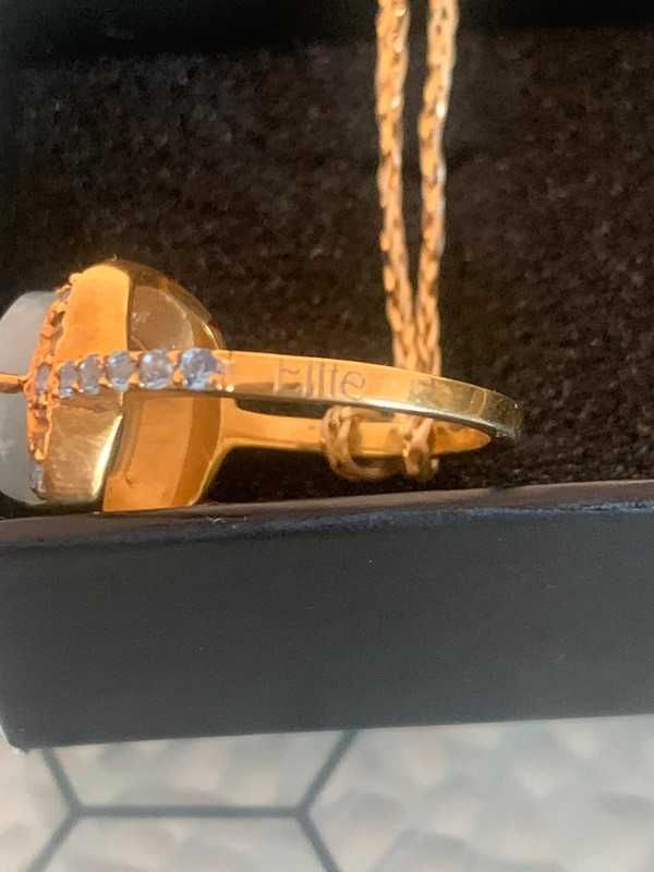 Anel Elite prata e ouro aquamarina com zirconias
