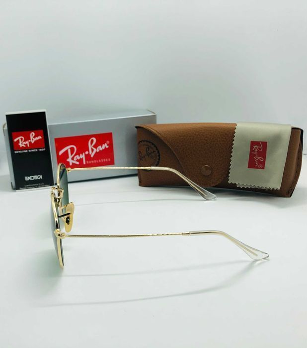 Солнцезащитные круглые очки Ray Ban Round Metal 3447 Green 54мм стекло