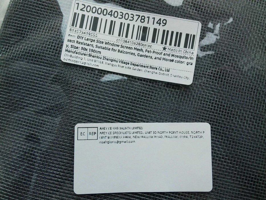 Siatka okienna przeciw komarom, przeciwkurzowa, 1mmx1mm, szara, 150cmx