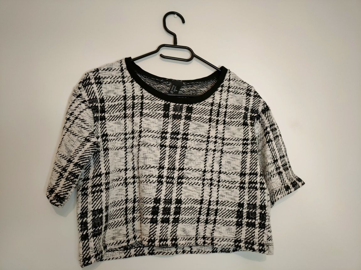 Czarno-biały crop top h&m