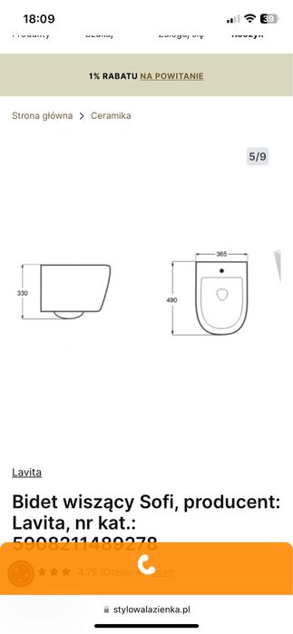 Bidet wiszący (NOWY) Lavita Sofi