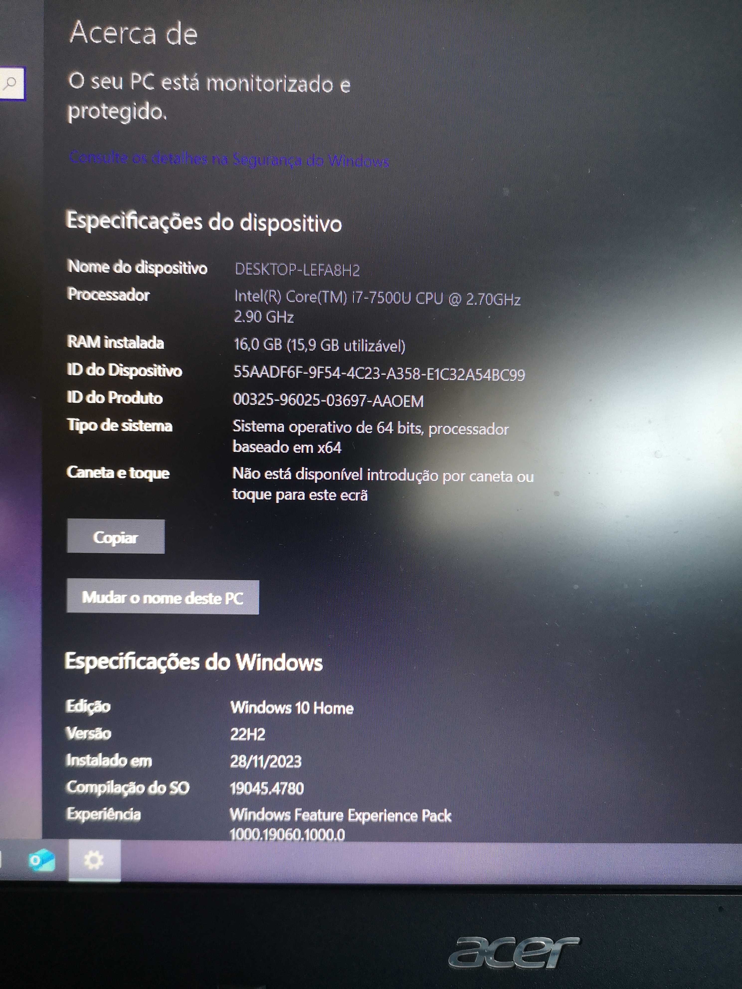 Portátil Acer Aspire F 15