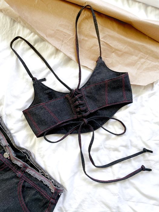 Dżinsowy Gorset/Crop Top