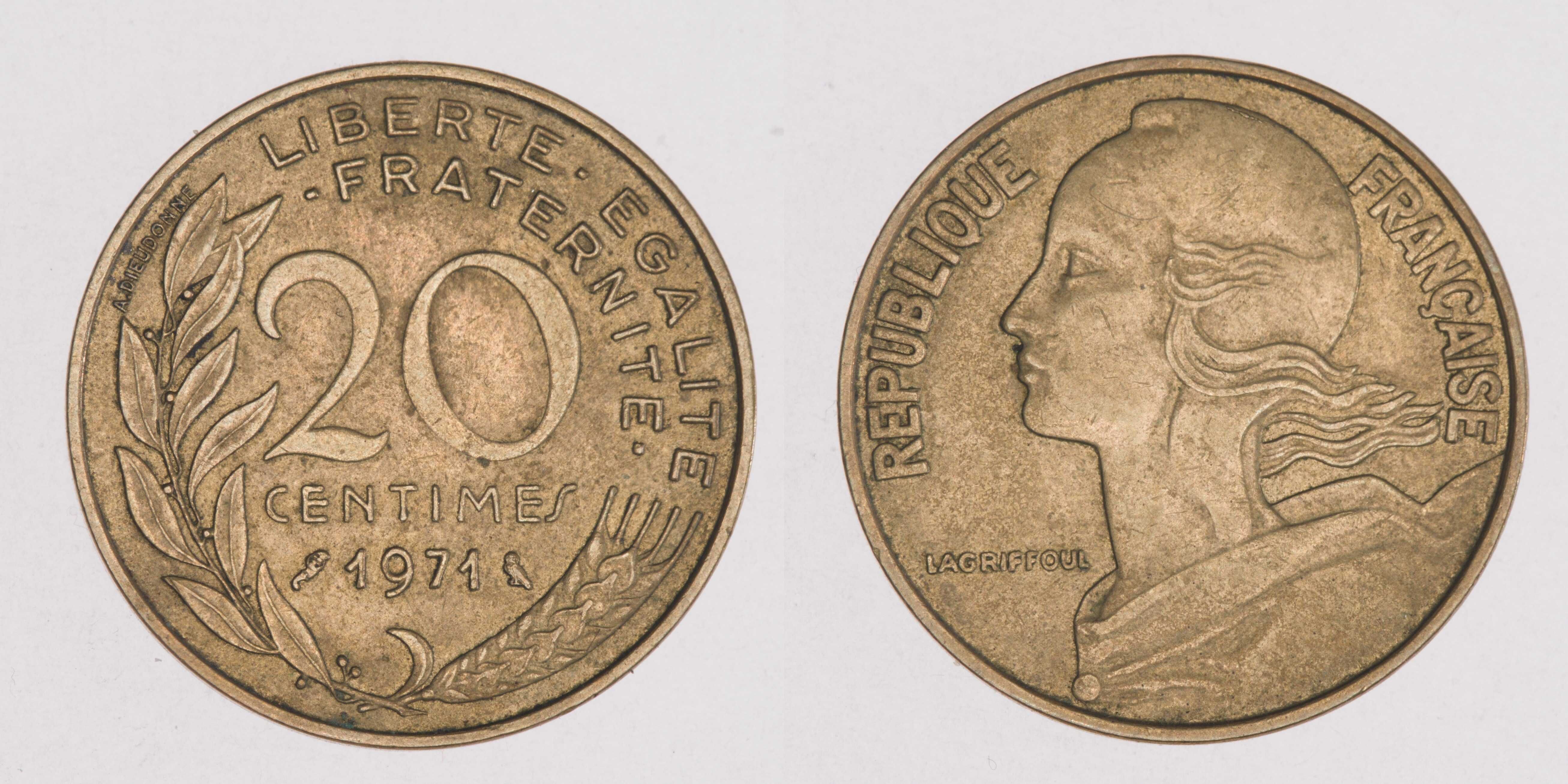 Francja - zestaw 100, 10 franków 50c 20c 10c 1c z lat 1957 - 1984