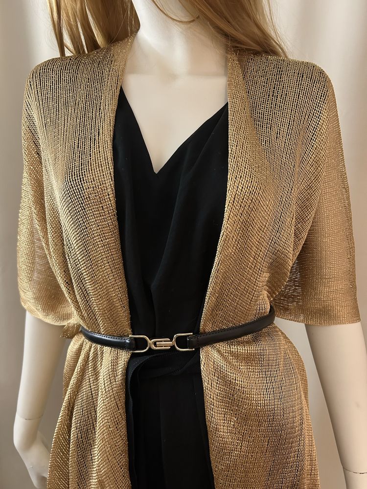 Zlota narzutka poncho elegancka kimono luksus