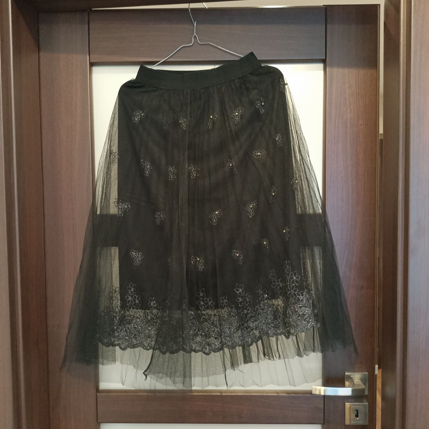 Spódnica czarna tiulowa, plisowana