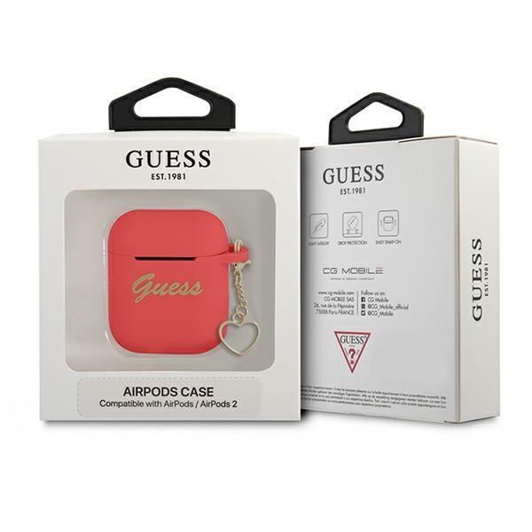 Guess GUA2LSCHSR AirPods 1/2 cover czerwony/red Silicone Charm Heart