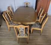 Stol rozkładany drewniany + 6 krzeseł drewniane