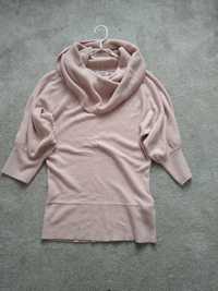 Orsay sweter luźny duży golf S M zimowy pudrowy róż