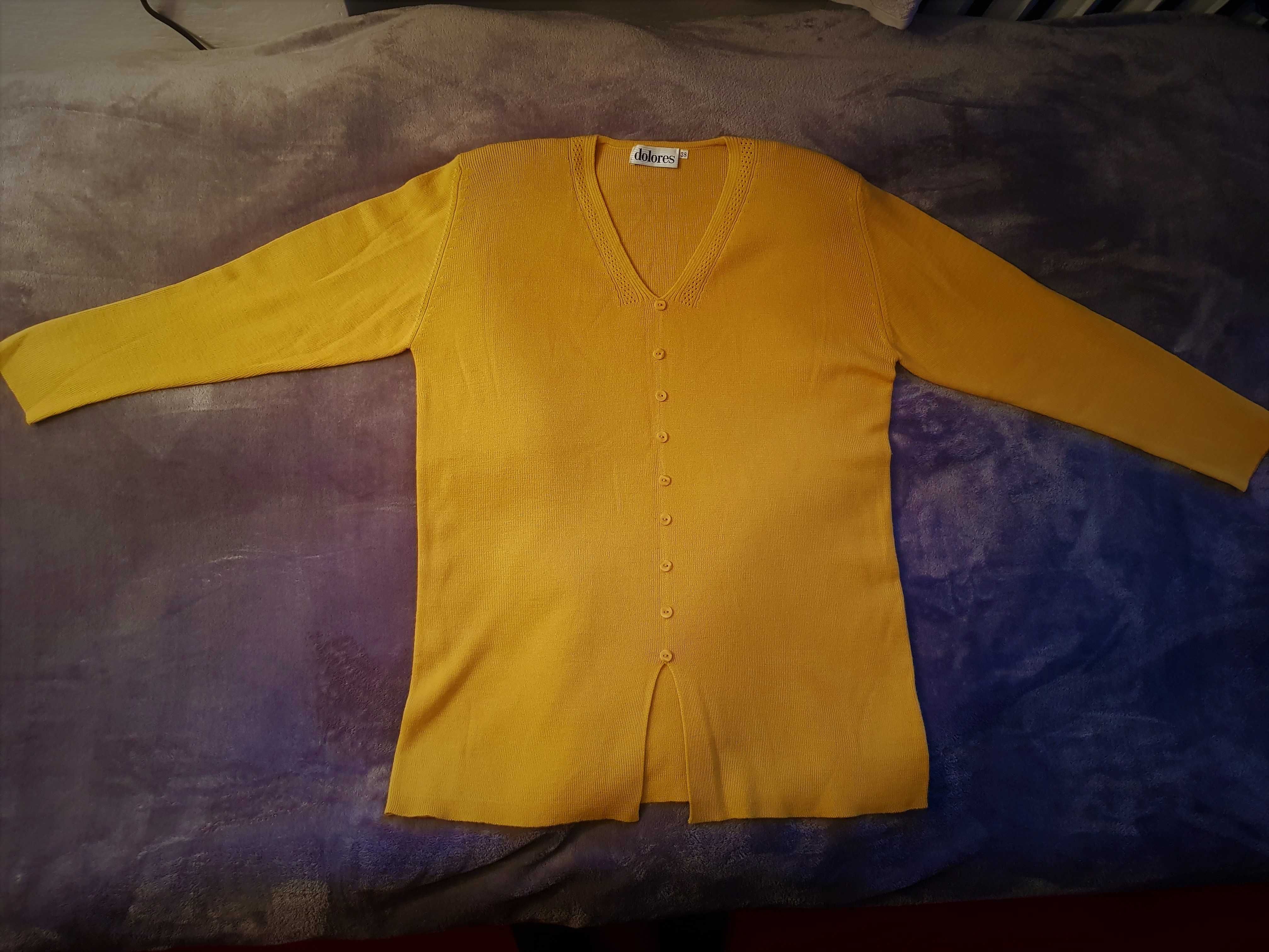 Miodowy sweter damski Dolores r. 38 wełna/akryl