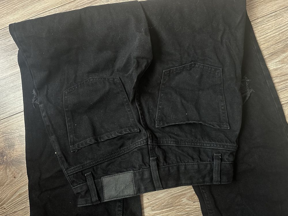 Bershka 32 wide jeansy xxs szerokie czarne rozszerzane