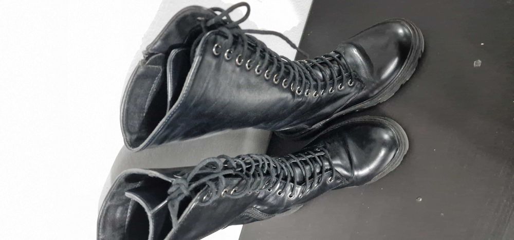 Wysokie buty czarne Kozaki Glany Rozmiar 37 Skórzane