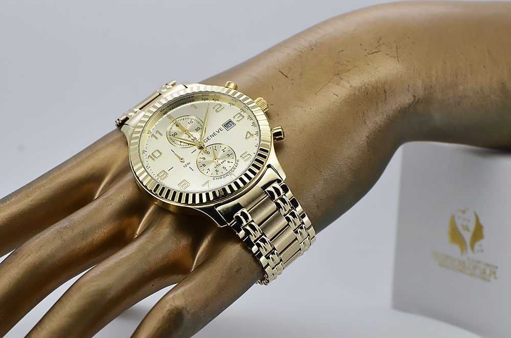 Złoty zegarek 14k 585 z bransoletą męski 14k  Geneve mw007y&mbw006y L
