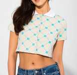 Crop top local heroes m monogram beżowy collar Polska marka s m