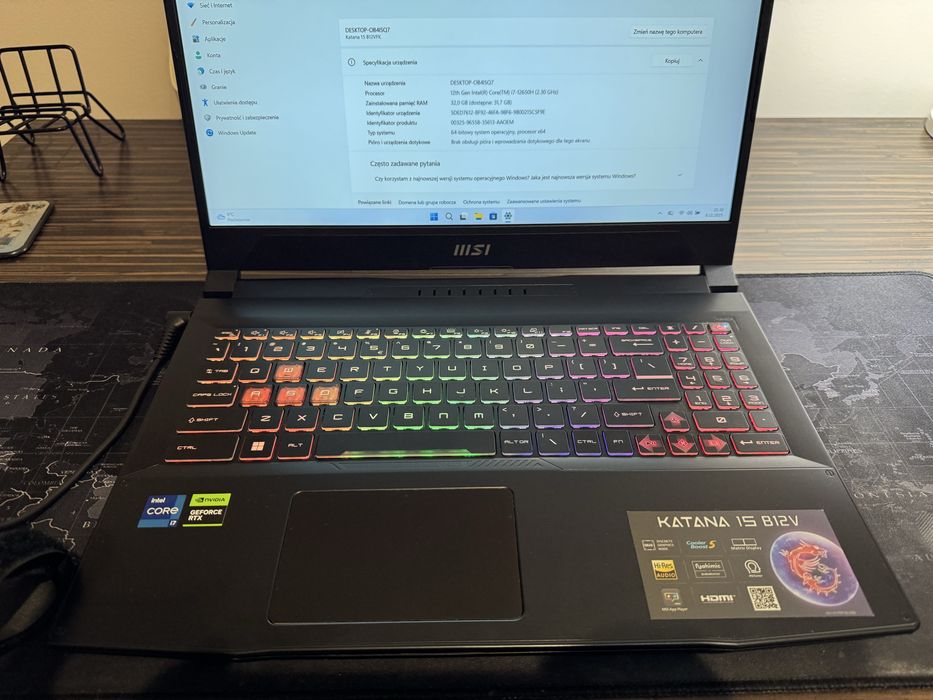 Laptop msi katana 15 B12VFK opis!