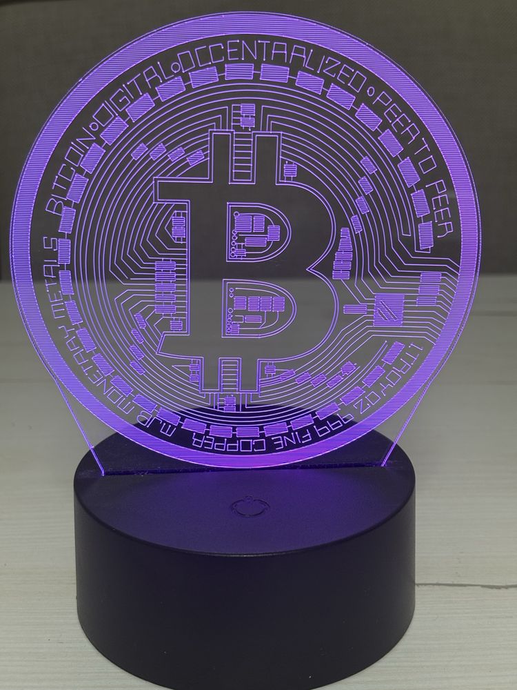 Lâmpada LED 3D Bitcoin