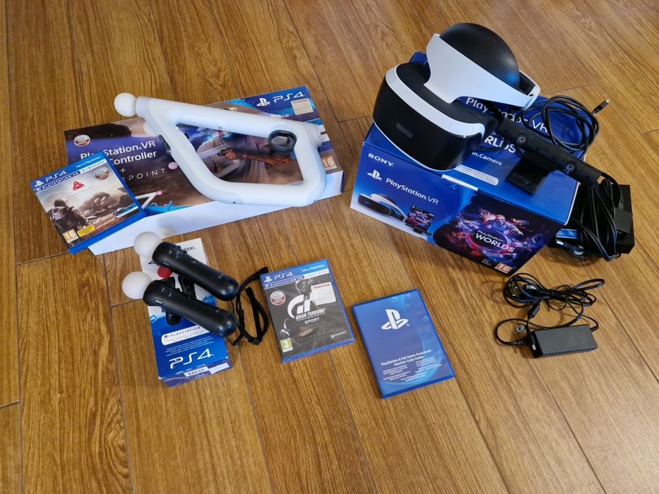 PS4 Gogle VR + Move 2szt + FarPoint + Aim Controller PS5