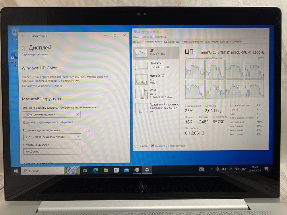 HP Elitebook 830 G5 13.3’FHD ips Touch i7-8650u 16/256