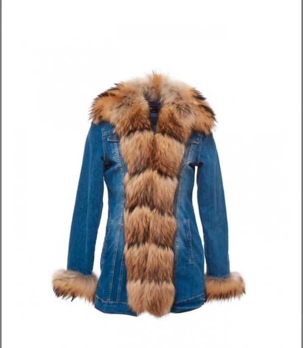 Kurtka dżinsowa ocieplana z odpinanym naturalnym futerkiem