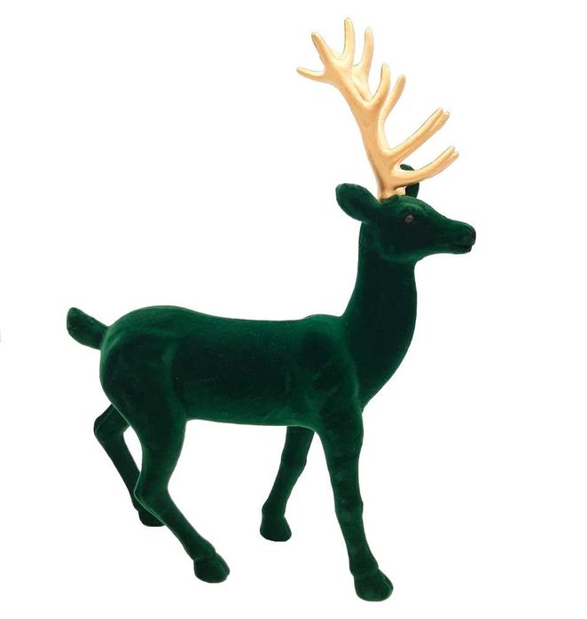 Duży renifer świąteczny ze złotym porożem figurka glamour 45cm KOLORY