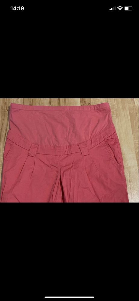 Bpc 42 różowe spodnie ciążowe cienki materiał eleganckie bawełna
