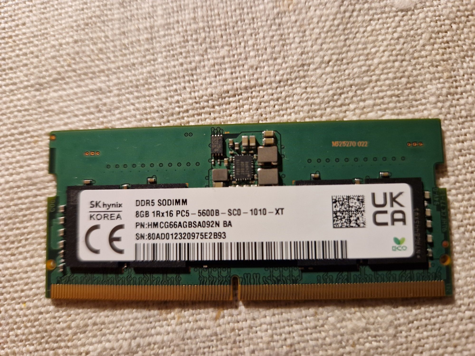 Zestaw 2x Pamięć ram do laptopa DDR5 SODIMM 8GB 5600Mhz SK hynix