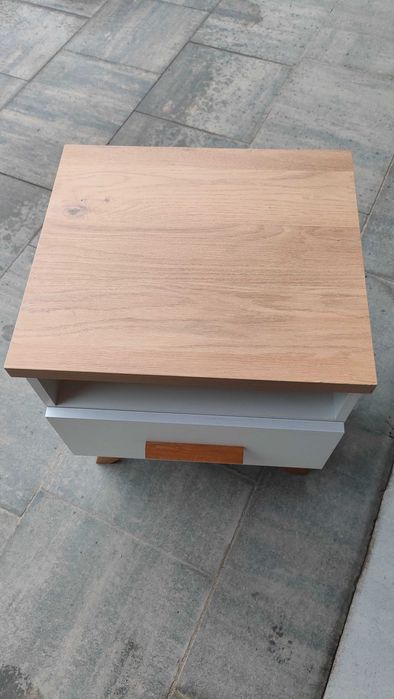 szafka nocna Sven z szufladą 45x45x45 kolor dąb i biały