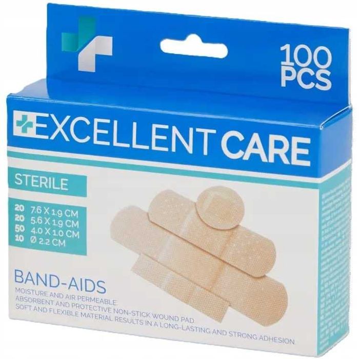 Sterylne plastry opatrunkowe Excellent Care 100 szt