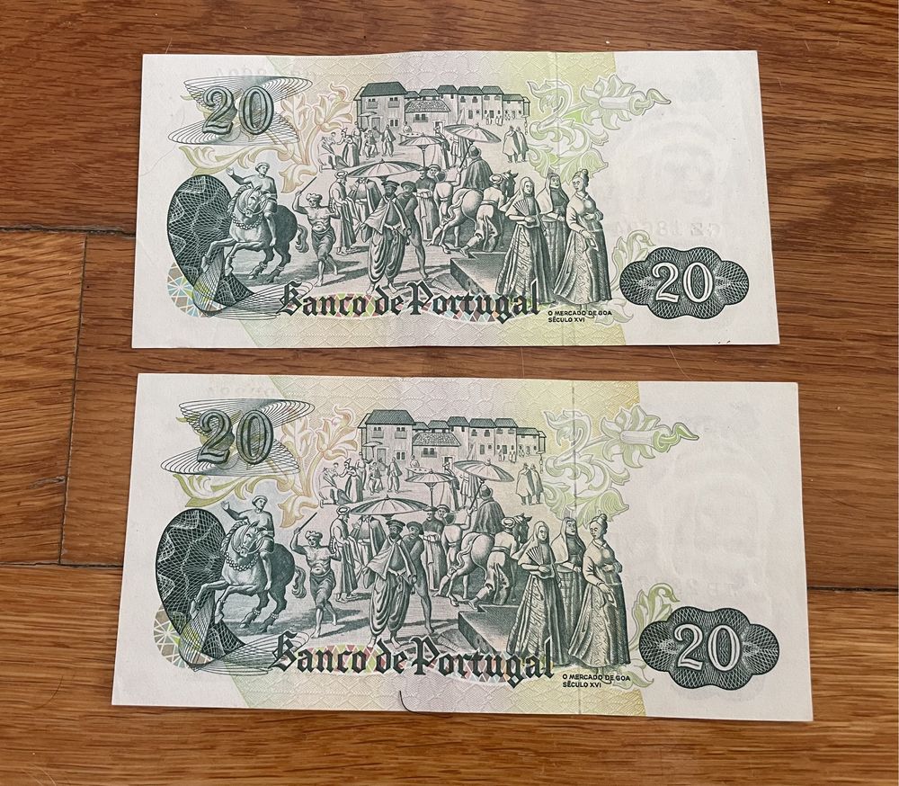 2 notas de 20 escudos