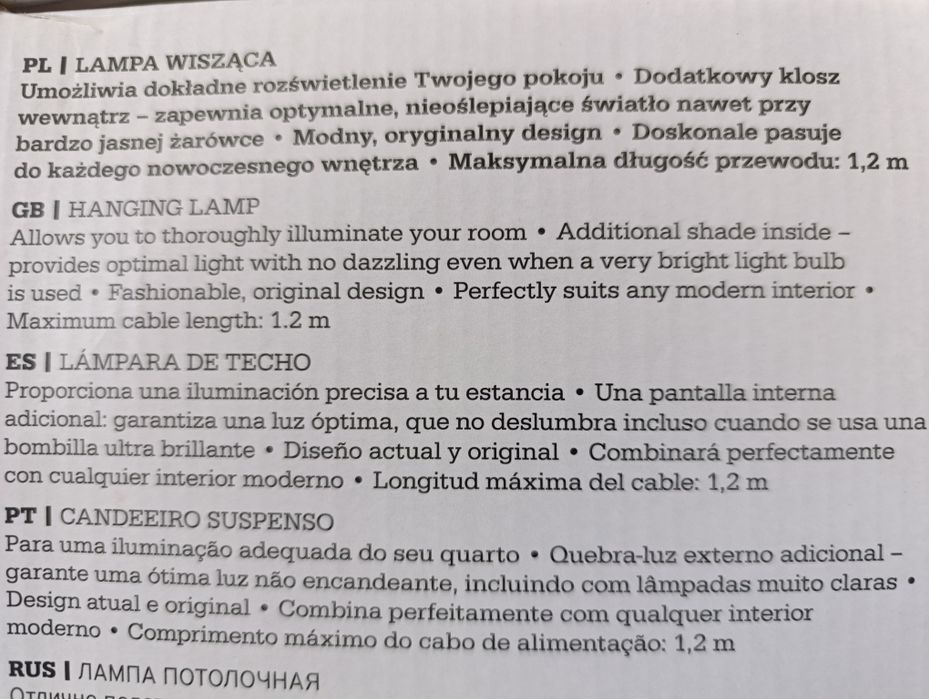 Lampa wisząca "diament" biała