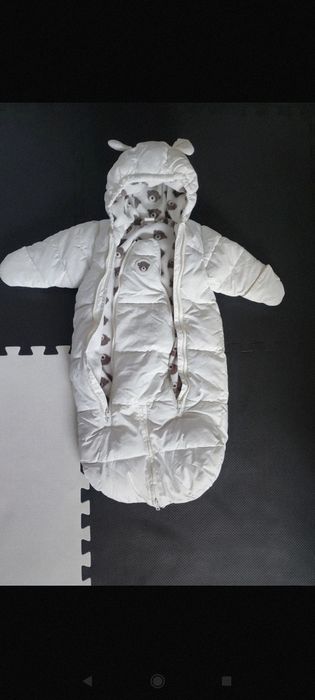 Zimowy polarowy puchowy śpiworek h&m r.62/68