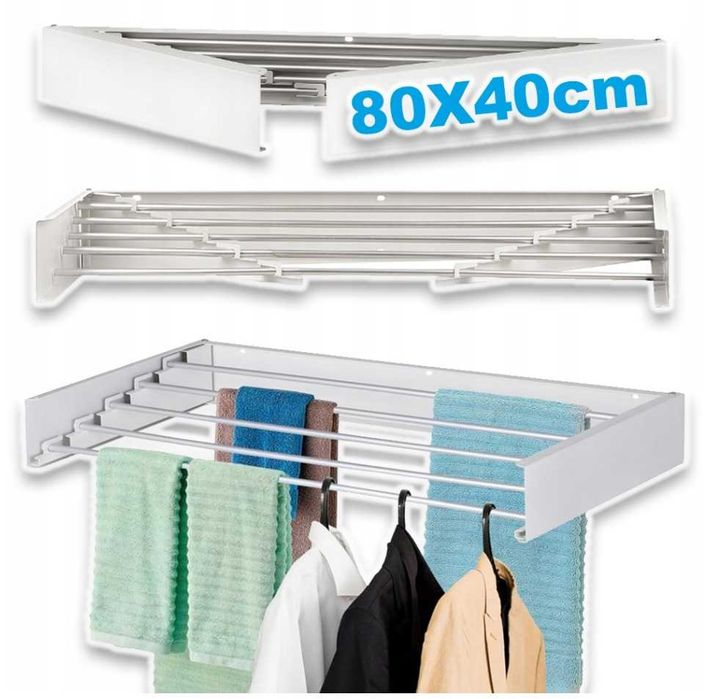 Suszarka ścienna, składana, 80CM, wisząca, na balkon, do łazienki O214