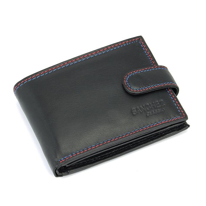 portfel męski z przeszyciem sanchez classic - czarny