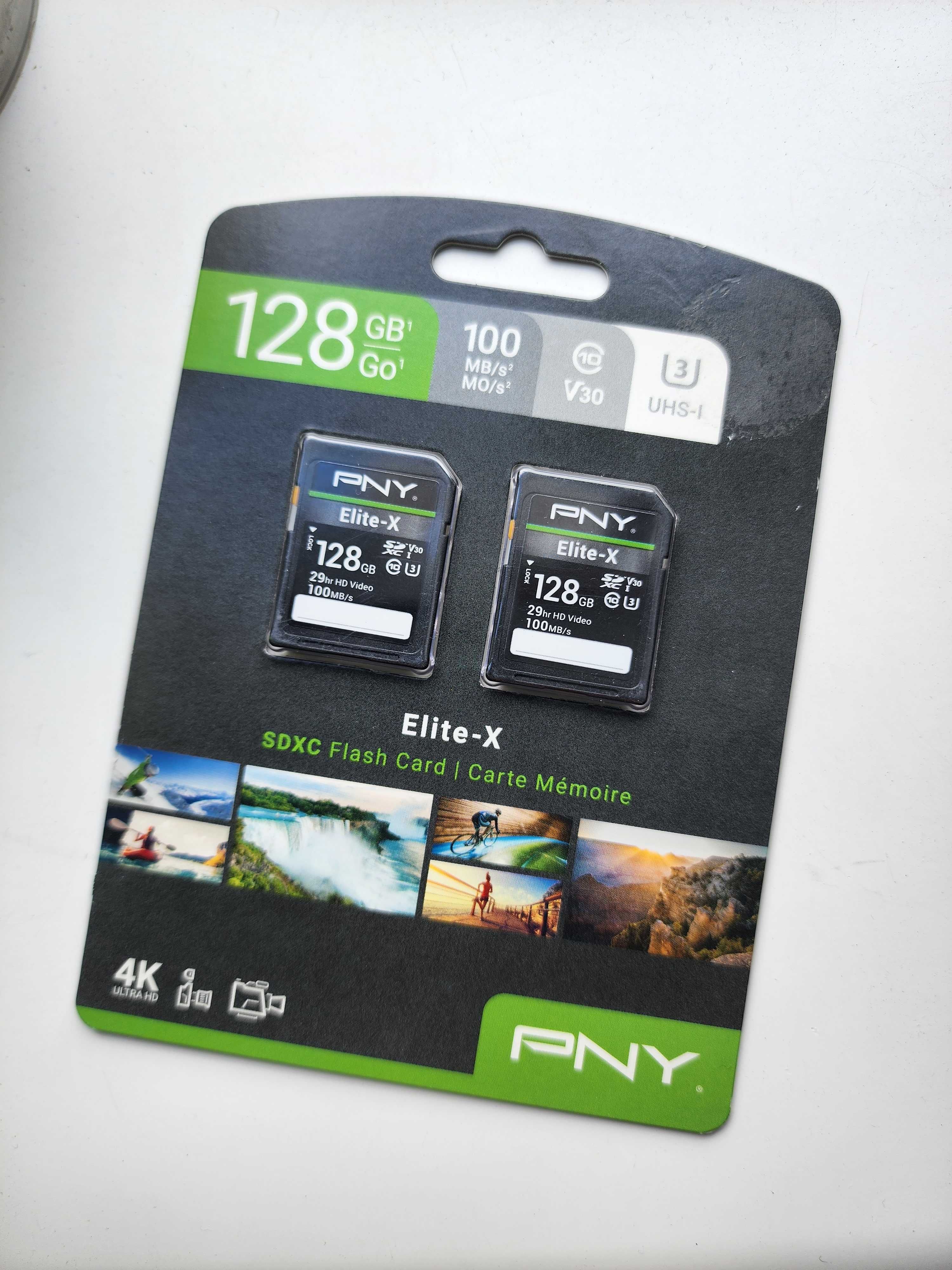 PNY 128GB Elite-X Class 10 U3 V30 SDXC Flash Memory 2шт Нова оригінал