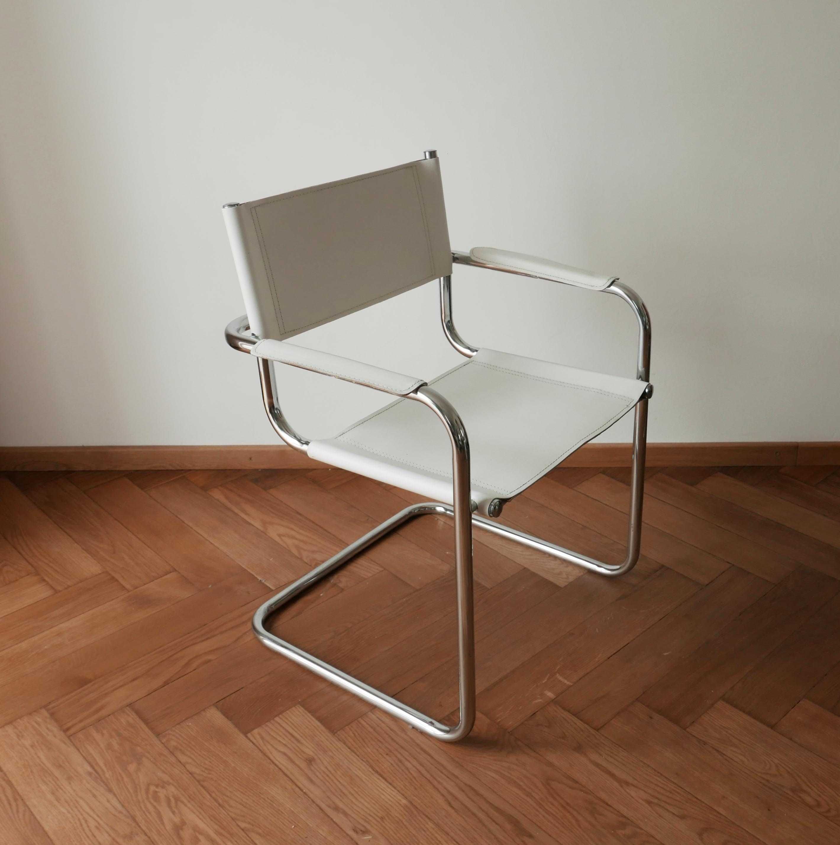 4 krzesła, Bauhaus, skóra naturalna, chrom., modern