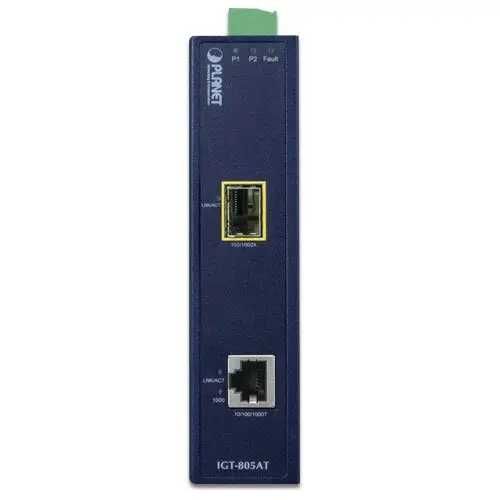 Медиаконвертер  1x10/100/1000 Base-Tx 1xSFP IP30 Planet IGT-805AT
