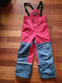 Spodnie narciarskie dziecięce czerwono-szare 140 cm stan bdb