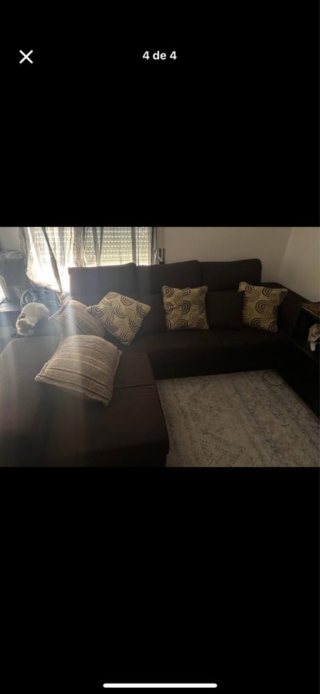 Sofa L castanho escuro