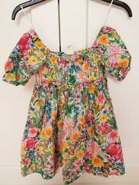 Sukienka letnia H&M Angela McKey 110cm kwiaty bawełna organiczna