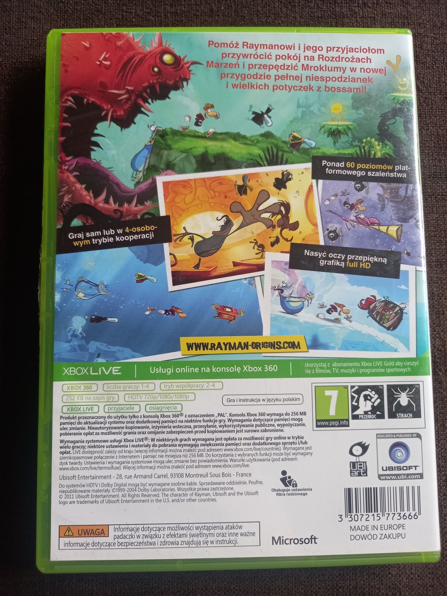 Gra Rayman Origins PL na konsolę xbox 360 Polska wersja!!!