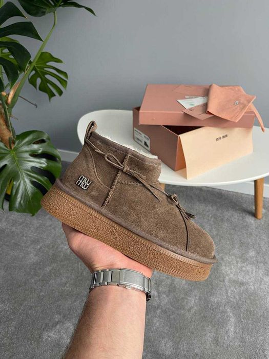 Женские зимние ботинки Miu Miu Winter Boot Мех зимові черевики Міу Міу