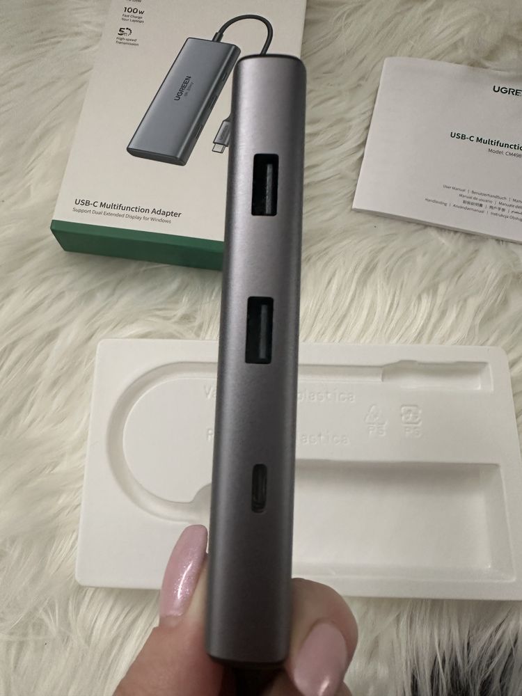 Adapter ugreen 6 w 1 usb c hdmi usb a rozgałęźnik 100W