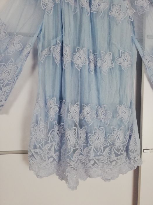 Bluzka damska 3/4 rękaw jasny błękit niebieski 100% wiskoza 3/4 rękaw