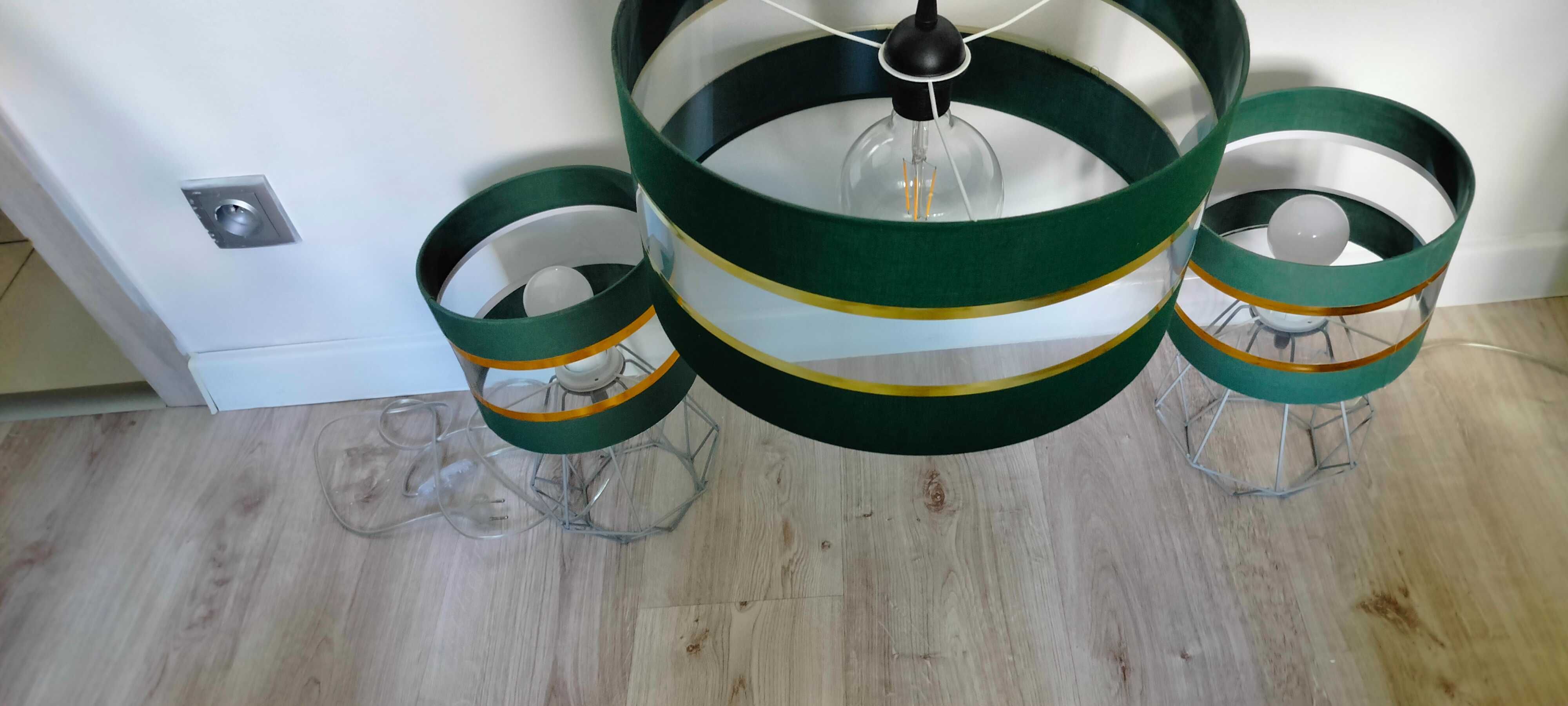Lampa wisząca z dwoma lampkami nocnymi
