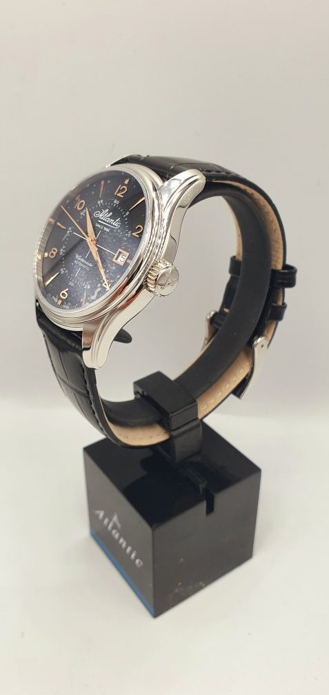 Atlantic Worldmaster Automatic 1888 - szafir, skóra, Swiss Made - NOWY
