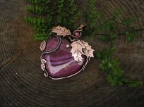 Miedziany wisiorek z agatem inspirowany bg3 - Amulet of Greater Health