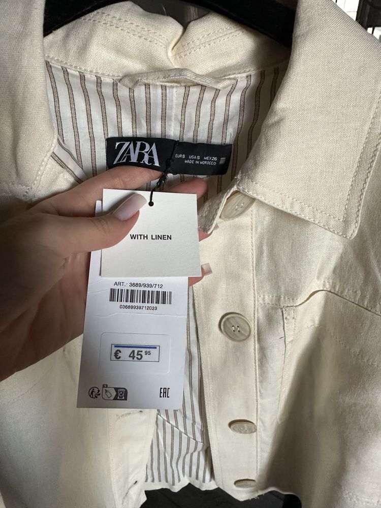 Бомбер изо льна zara жакет пиджак