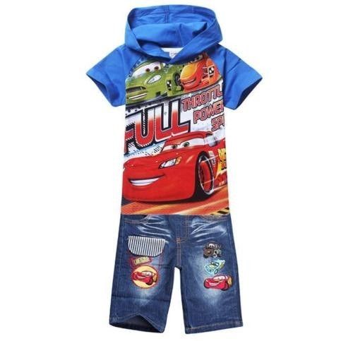 Conjunto t-shirt com capuz e calção Cars Carros 6-7A - NOVO