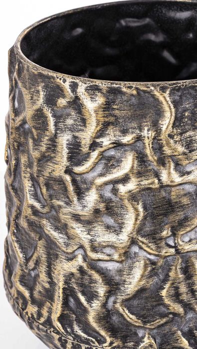 Komplet 2 x Osłonka Na Doniczkę Złota Czarna Metalowa Retro 168259