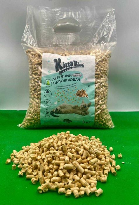 деревний наповнювач для котів,наполнитель,древесный,туалет 3кг,пиллета